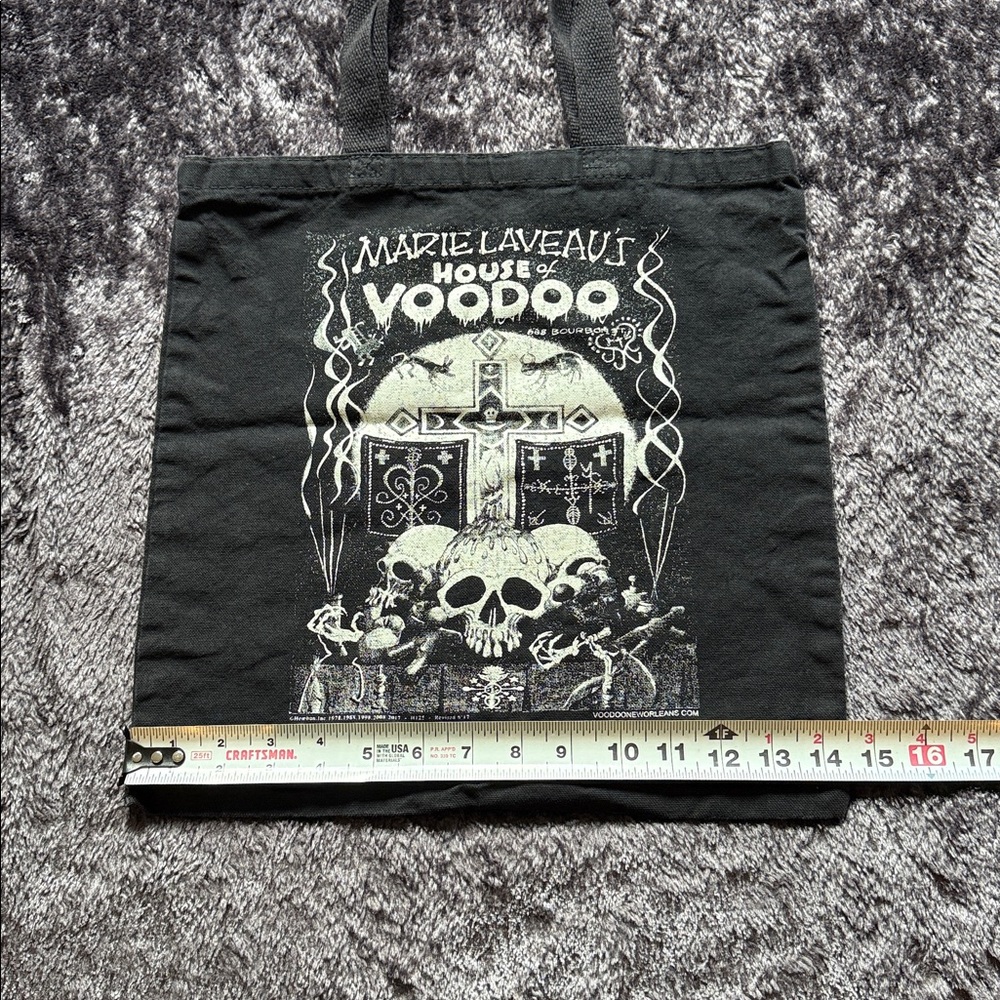 Marie Laveau's House of Voodoo New Orleans Black Tote Bag Shopper Cotton Laveau - Picture 4 of 9